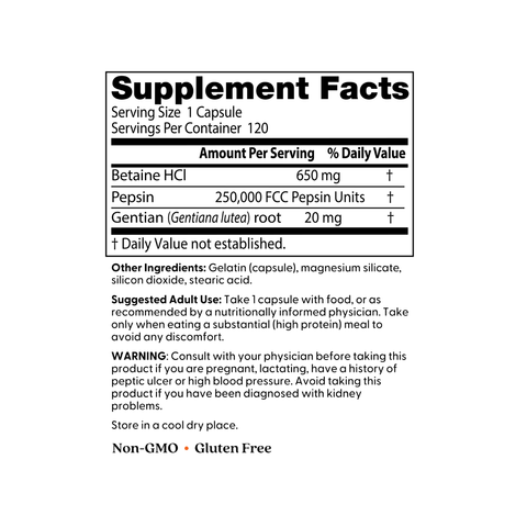 Betaine HCI, Pepsin & Gentian Bitters | Doctors Best