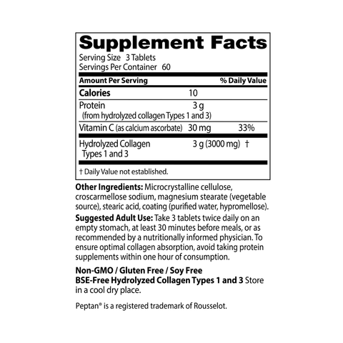 Collagen Types 1 & 3 with Peptan® and Vitamin C | Doctors Best