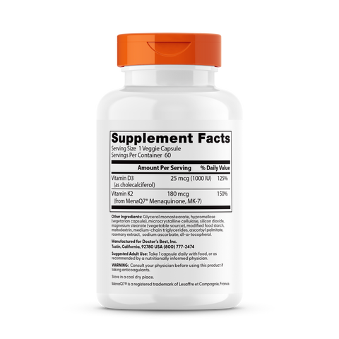 Natural Vitamin K2 MK-7 with MenaQ7® plus D3 | Doctors Best