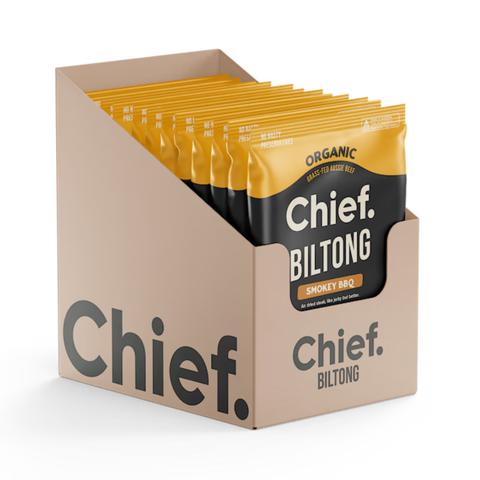 Chief Biltong (12 bags) Box of 12 Smokey BBQ | Chief Nutrition