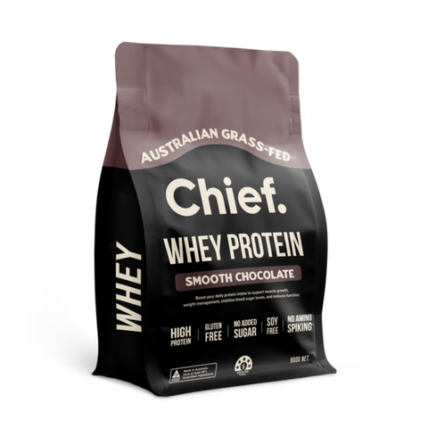 Whey Protein Concentrate Smooth Chocolate Powder 900g | Chief Nutrition